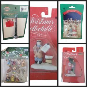 Vintage Christmas Miniature Figure Decorative Holiday Town Piece Family Ornament